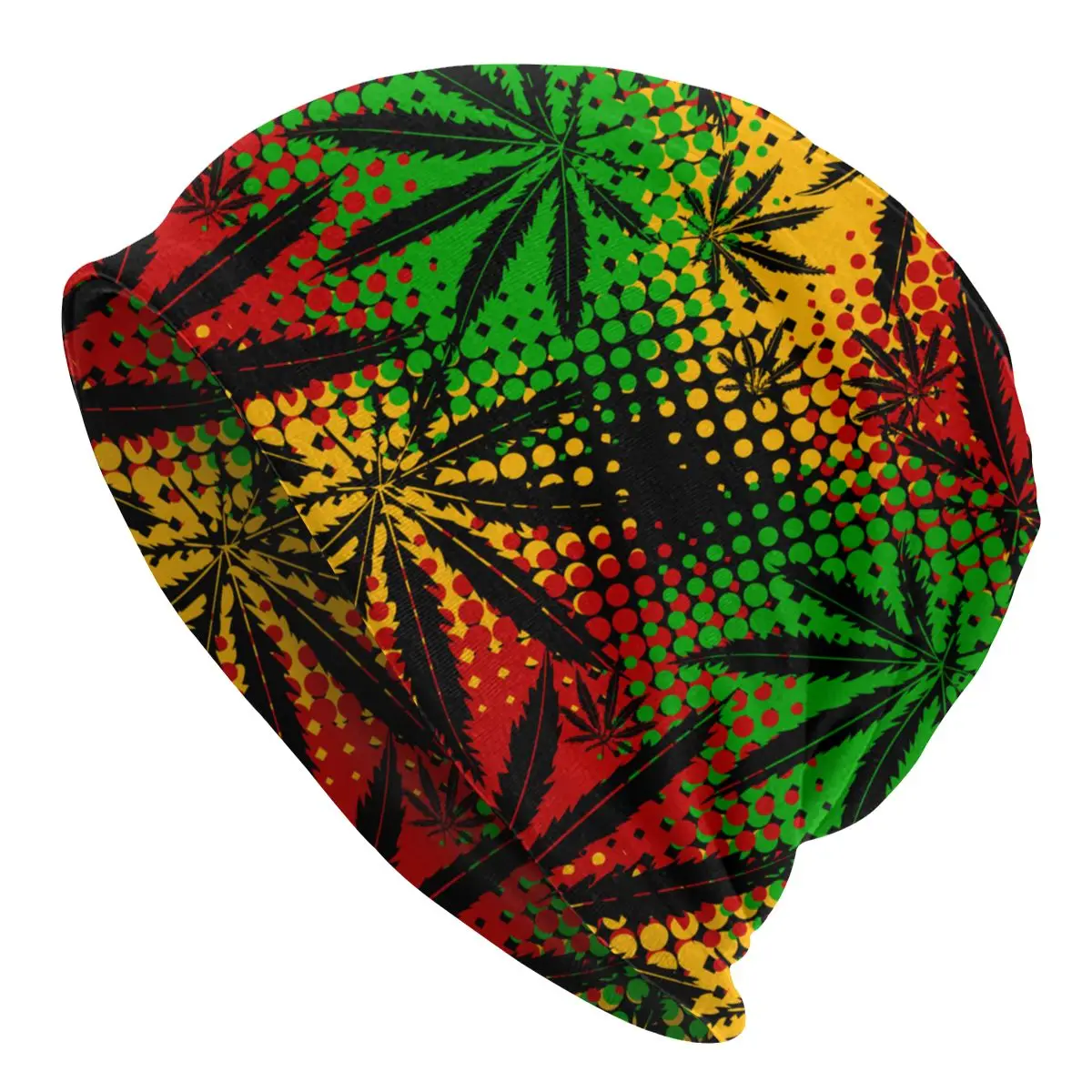 

Rasta Marijuana Cannabis Rastafarian Skullies Beanies Weed Leaf Hats Street Caps Autumn Winter Warm Head Wrap Bonnet Knit Hat