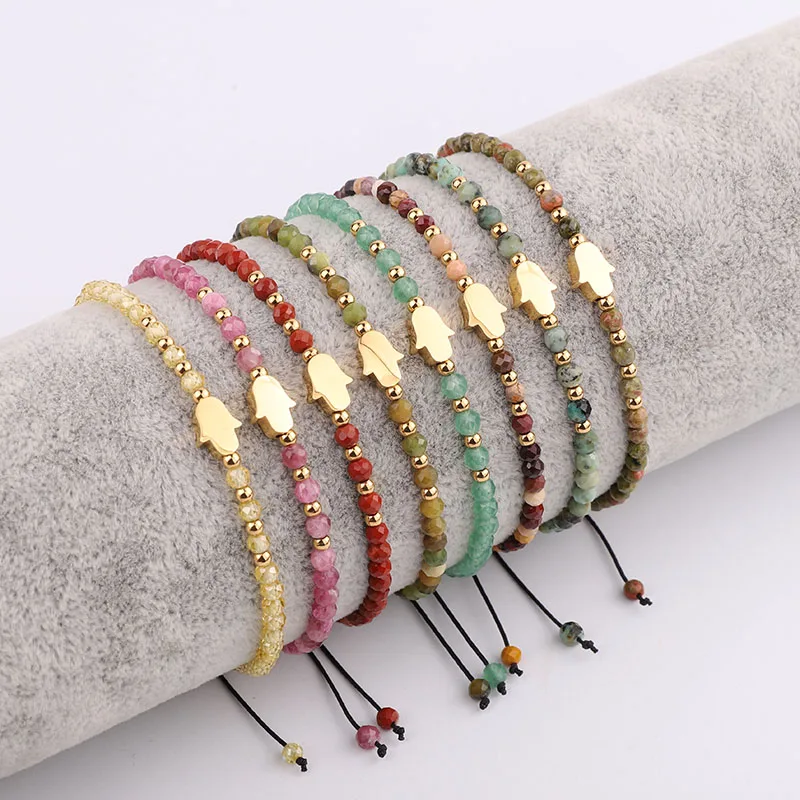 New Fashion 3mm Faceted Natural Stone Stainless Steel Hand Charm Macrame Adjustable Bracelet Jewelry For Women
New Fashion 3mm Faceted Natural Stone Stainless Steel Hand Charm Macrame Adjustable Bracelet Jewelry For Women