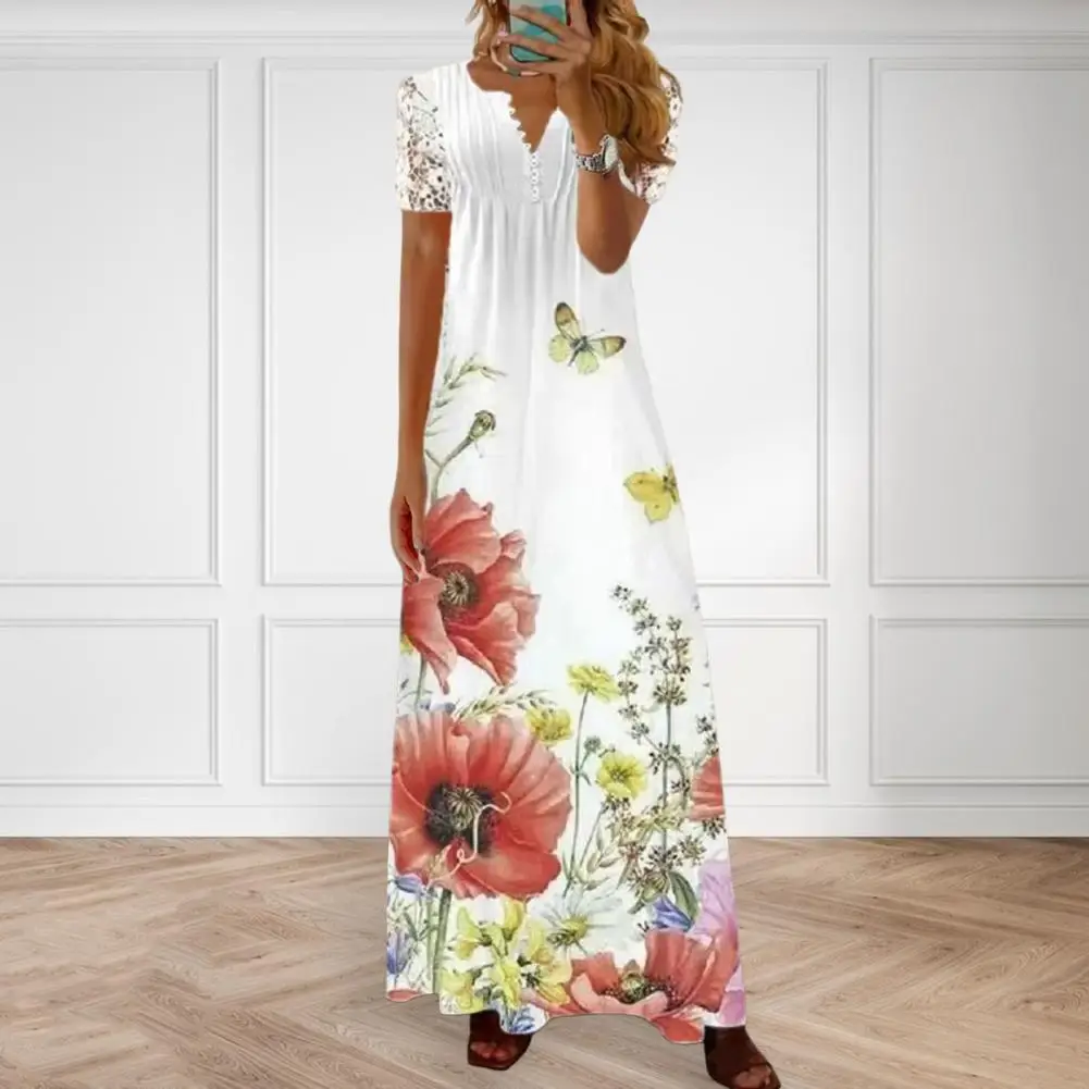 Платье-Макси женское летнее кружевное свободного кроя с цветочным принтом
Платье-Макси женское летнее кружевное свободного кроя с цветочным принтом