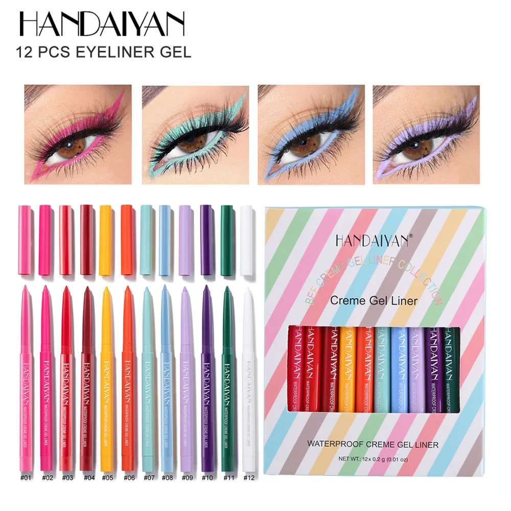 12 Colors/lot Matte Eyeliner Gel Pencil Easy to Wear Colorful White Yellow Waterproof Eye Liner Pen Makeup Kit Cosmetics
12 Colors/lot Matte Eyeliner Gel Pencil Easy to Wear Colorful White Yellow Waterproof Eye Liner Pen Makeup Kit Cosmetics