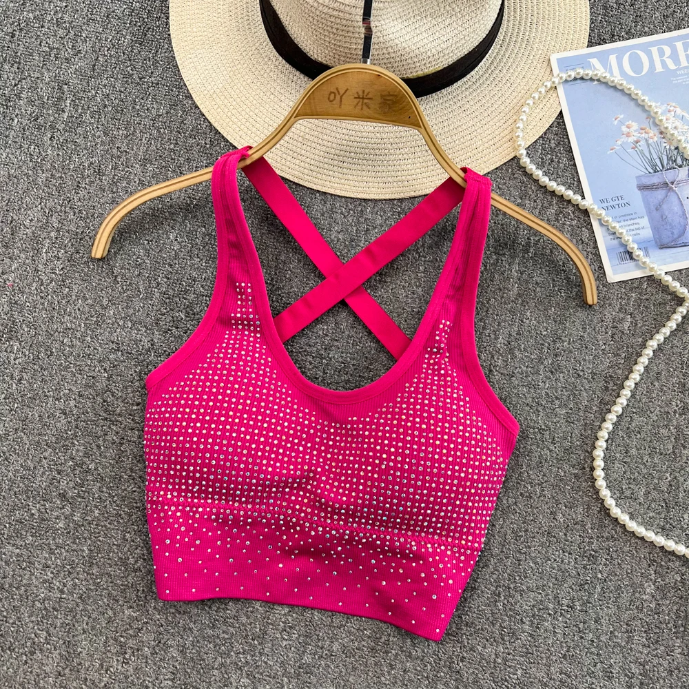 Women's Elastic Cotton Diamond Insert Tank Tops Summer Casual Sporty Vest Cross Straps Sleeveless Camis Backless Black Crop Top
Women's Elastic Cotton Diamond Insert Tank Tops Summer Casual Sporty Vest Cross Straps Sleeveless Camis Backless Black Crop Top