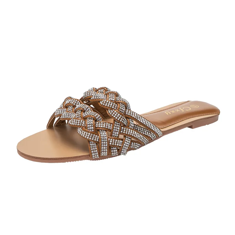 Women's Flat Slippers New Summer Braided Rhinestone Casual Slippers Flat Outer Shoes
Women's Flat Slippers New Summer Braided Rhinestone Casual Slippers Flat Outer Shoes