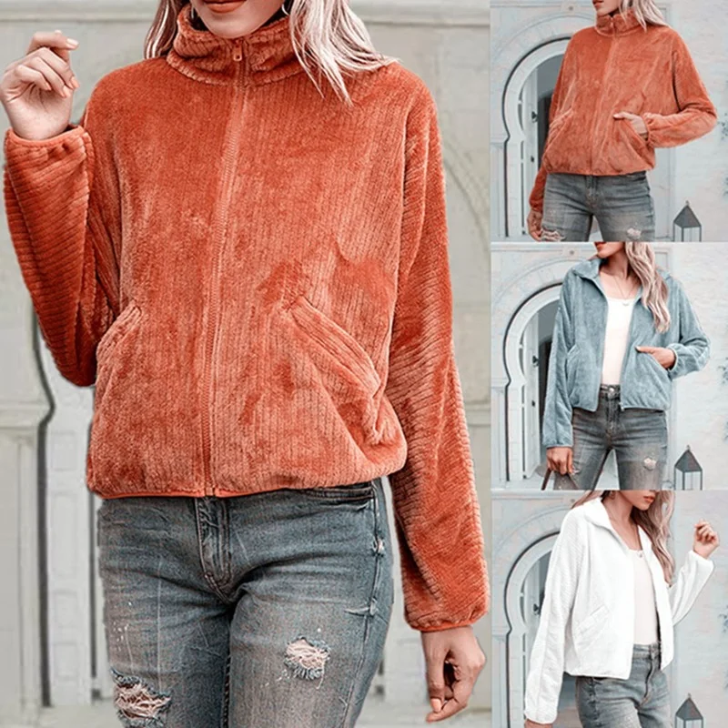 Women's Sweatshirt Ladies Tops Farah Fleece Lapel Cardigan Fashion Zipper Pocket Long Sleeves Winter Loose Style Tenafeicc
Women's Sweatshirt Ladies Tops Farah Fleece Lapel Cardigan Fashion Zipper Pocket Long Sleeves Winter Loose Style Tenafeicc