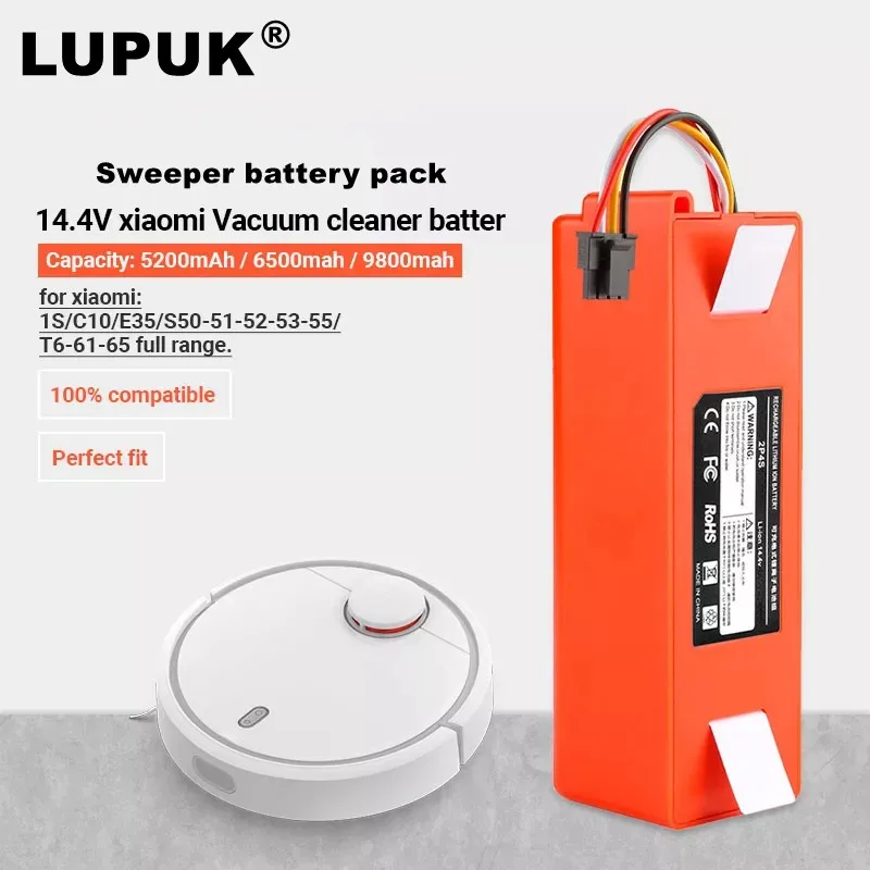 14.4V lithium ion replacement battery pack,980mah / 6500mah / 5200mAh,suitable for roborock S50 s51 S55 sweeper or robot cleaner
14.4V lithium ion replacement battery pack,980mah / 6500mah / 5200mAh,suitable for roborock S50 s51 S55 sweeper or robot cleaner