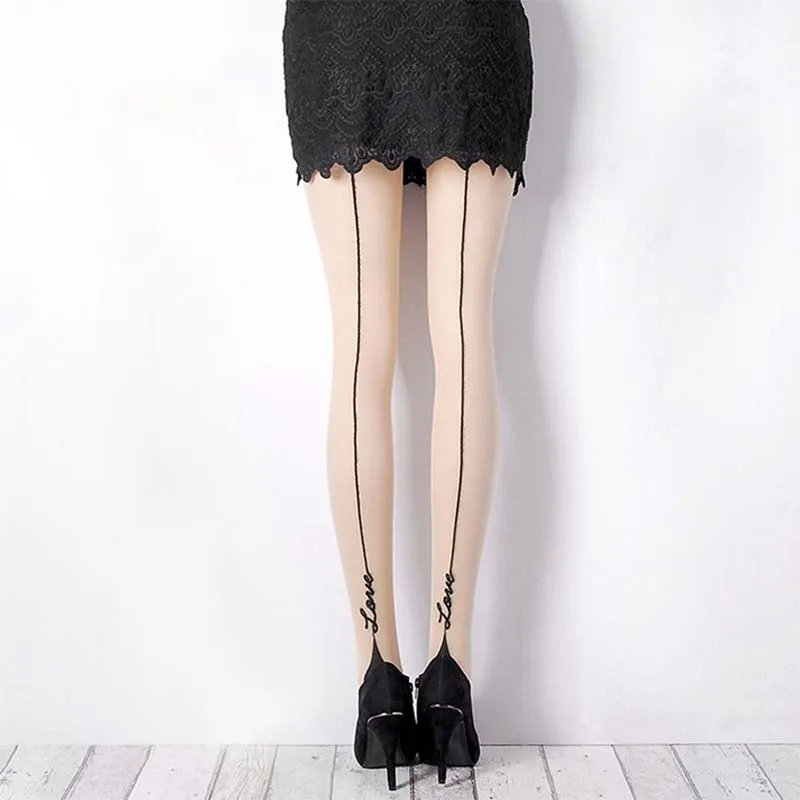 Women Lady Tigh Stockings Pantyhose 2 Colors Stylish Retro Sexy Jacquard Backside Line English Love Letter Tattoo Tights
Women Lady Tigh Stockings Pantyhose 2 Colors Stylish Retro Sexy Jacquard Backside Line English Love Letter Tattoo Tights