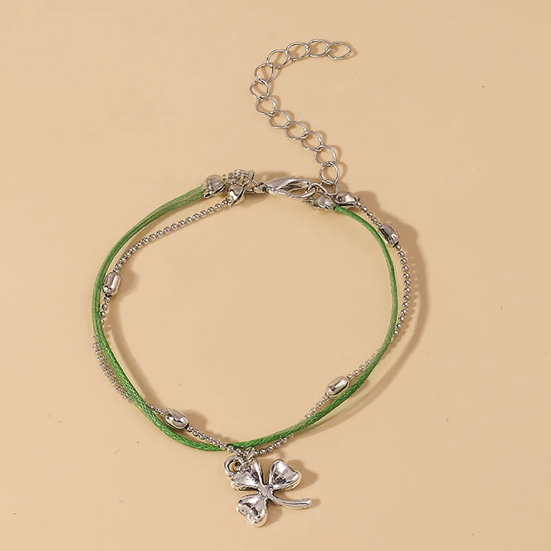 Hot Sale Bohemia Green Rope Chain Bracelet For Women Silver Three Leaves Pendant Pulseras Mujer Girls Trendy Jewelry
Hot Sale Bohemia Green Rope Chain Bracelet For Women Silver Three Leaves Pendant Pulseras Mujer Girls Trendy Jewelry