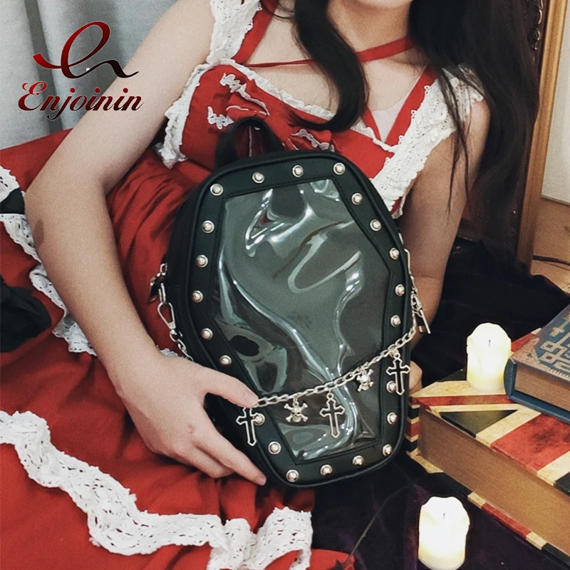 Coffin Shaped Backpack for Young Girls Women Shoulder Bag Small Travel School Bag Japanese Ita Purse Pin Display Bag with Insert
Coffin Shaped Backpack for Young Girls Women Shoulder Bag Small Travel School Bag Japanese Ita Purse Pin Display Bag with Insert