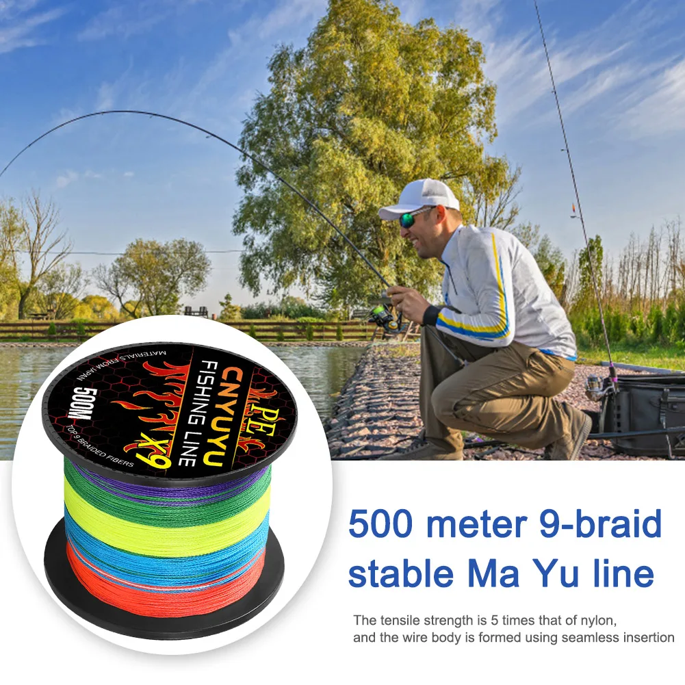500M 9 Strands Braided Fishing Line Smaller Diameter PE Line Rainbow Color 10.6-90LB Super Strong for Saltwater and Freshwater 
500M 9 Strands Braided Fishing Line Smaller Diameter PE Line Rainbow Color 10.6-90LB Super Strong for Saltwater and Freshwater