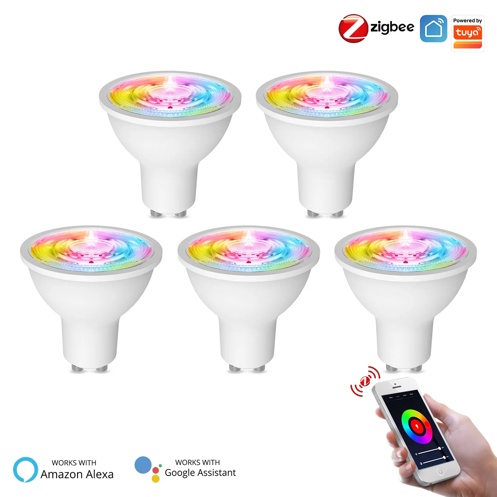 Tuya ZigBee GU10 Smart LED Bulbs RGB C+W White Dimmable Lamps Smart Life APP Wireless Control Light Bulbs Work with Alexa Google
Tuya ZigBee GU10 Smart LED Bulbs RGB C+W White Dimmable Lamps Smart Life APP Wireless Control Light Bulbs Work with Alexa Google