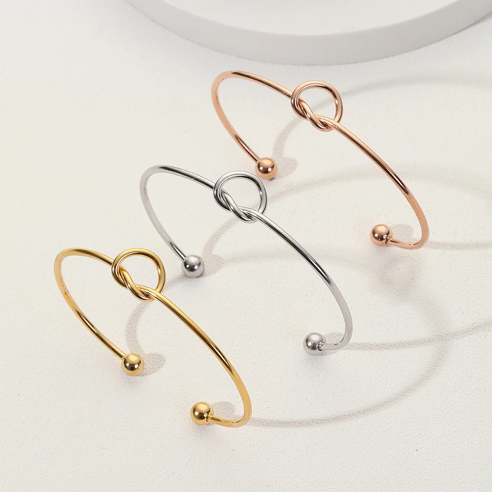 Classic Stainless Steel Round Circular Opening Trendy Knot Cuff Bangle Bracelets For Women Elegant Gold Color Jewelry
Classic Stainless Steel Round Circular Opening Trendy Knot Cuff Bangle Bracelets For Women Elegant Gold Color Jewelry