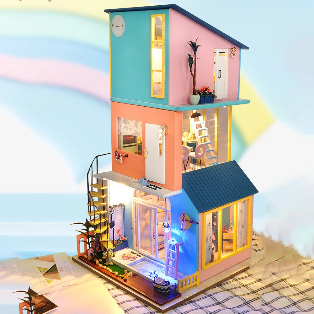 DIY Wooden Dollhouse Miniature Furniture with LED Light Kit Bookstore Doll Houses Assemble Toy for Children Christmas Gift
DIY Wooden Dollhouse Miniature Furniture with LED Light Kit Bookstore Doll Houses Assemble Toy for Children Christmas Gift