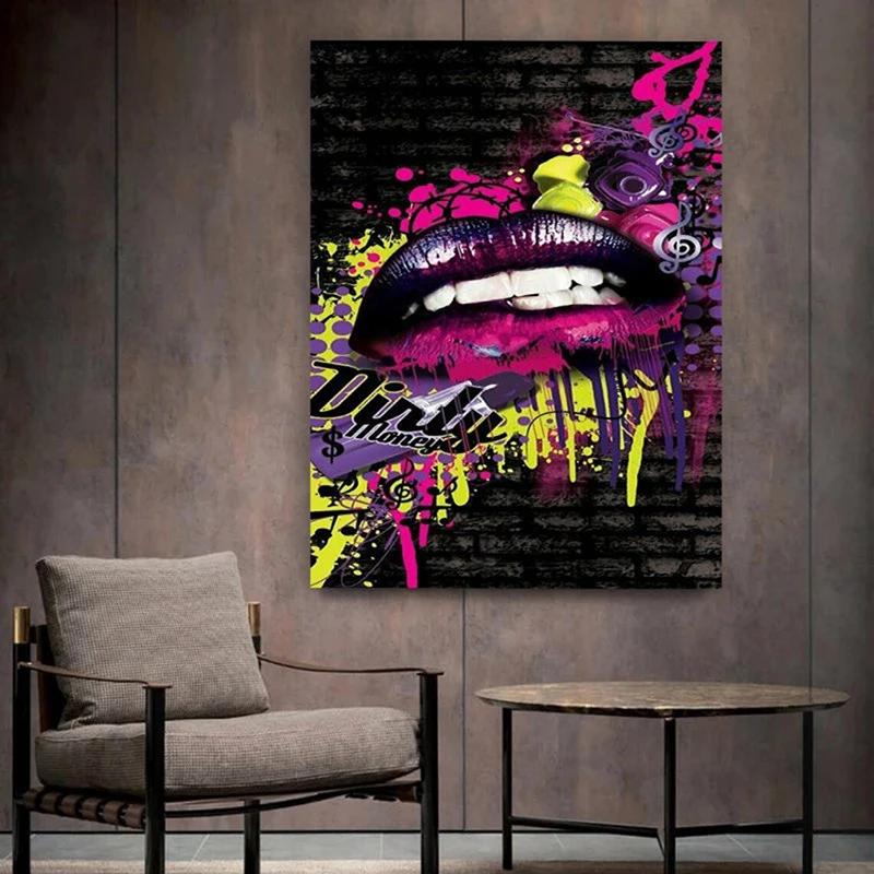 Graffiti Lip Canvas Painting Street Pop Art Posters and Prints Wall Art Picture for Modern Living Room Home Decor
Graffiti Lip Canvas Painting Street Pop Art Posters and Prints Wall Art Picture for Modern Living Room Home Decor