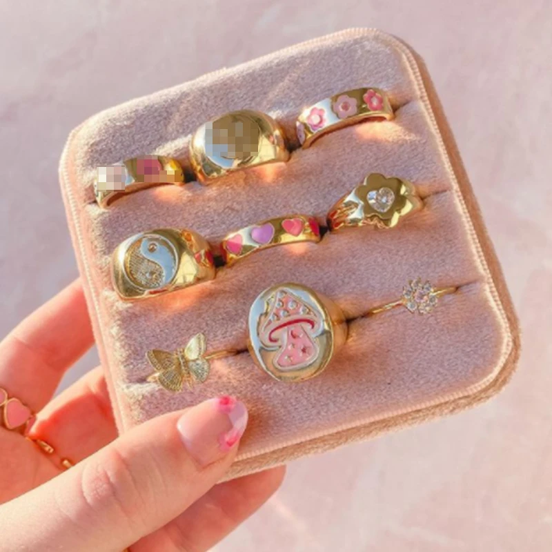2021 NEW Trendy Chunky Stacked Rings Korean Cute Enamel Heart Butterfly Tai Chi Alloy Jewelry for Women Wonderful Choice Gifts
2021 NEW Trendy Chunky Stacked Rings Korean Cute Enamel Heart Butterfly Tai Chi Alloy Jewelry for Women Wonderful Choice Gifts