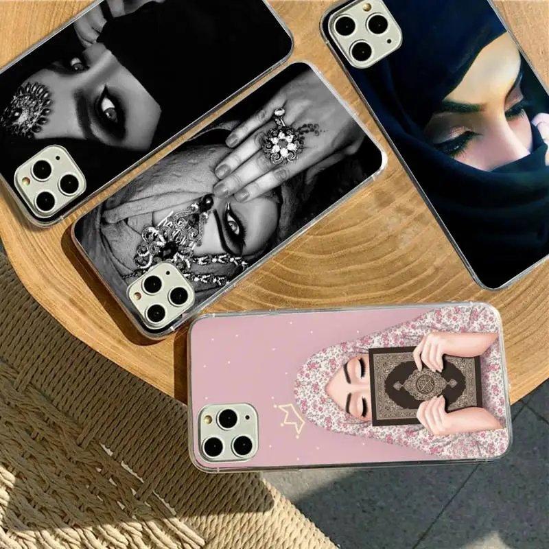 

Muslim Islamic Arabic Hijab Face Gril Eyes Phone Case for iPhone 11 12 13 Mini Pro Max 8 7 6 6S Plus X 5 SE 2020 XR XS