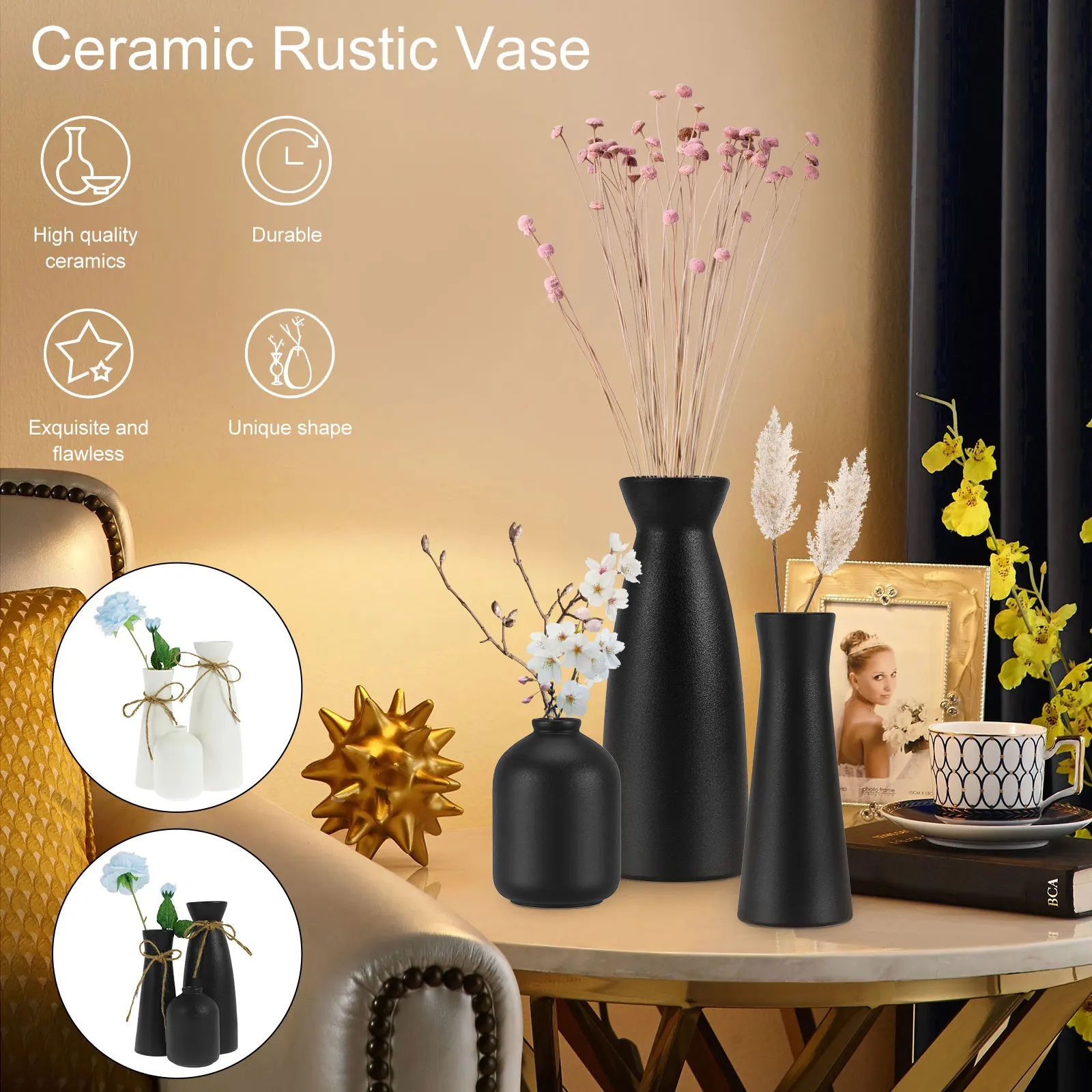 3Pcs Ceramic Vase Set for Pampas Grass Decorative Flower Ornament Vases Minimalist Ceramic Flower Vase Elegant Farmhouse Vase
3Pcs Ceramic Vase Set for Pampas Grass Decorative Flower Ornament Vases Minimalist Ceramic Flower Vase Elegant Farmhouse Vase