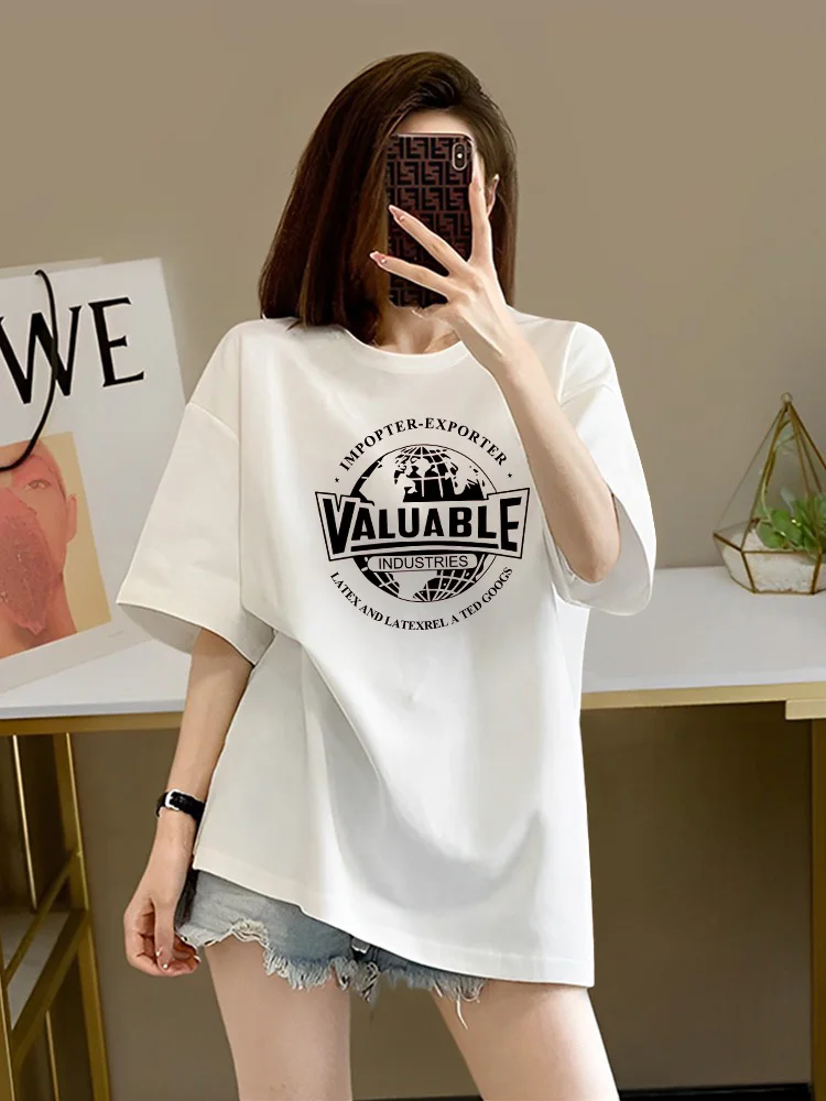 Women's tee shirt Cotton Luxury t-shirt Women Summer new loose European large-edition Tops trendy T Shirt for Women
Women's tee shirt Cotton Luxury t-shirt Women Summer new loose European large-edition Tops trendy T Shirt for Women