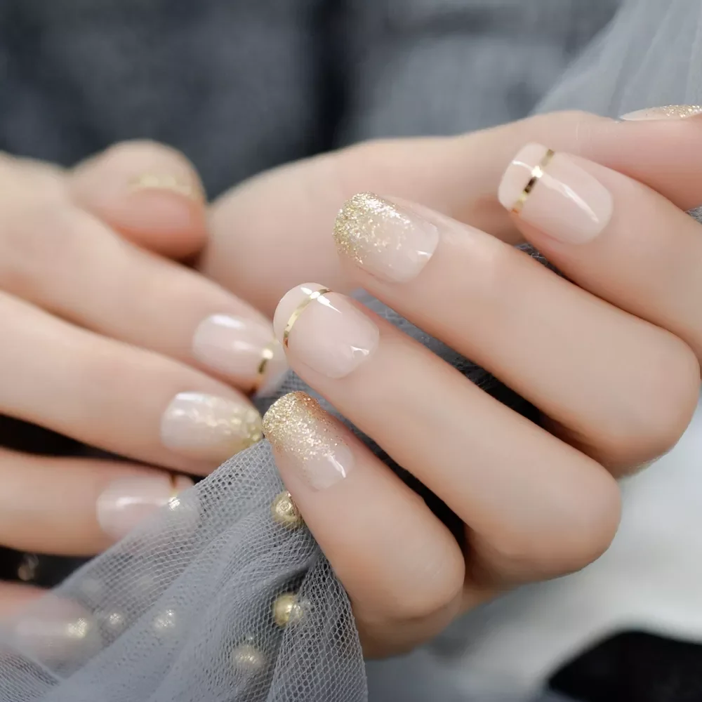 Cover False Nails Gold Glitter Nude Ladi's Press On Fingernails Short with Adhesive Tabs Perfect for daily
Cover False Nails Gold Glitter Nude Ladi's Press On Fingernails Short with Adhesive Tabs Perfect for daily