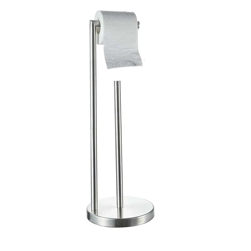 

Toilet Paper Holder Free Standing With Reserve 304 Stainless Steel Rustproof Pedestal Lavatory Tissue Roll Holder