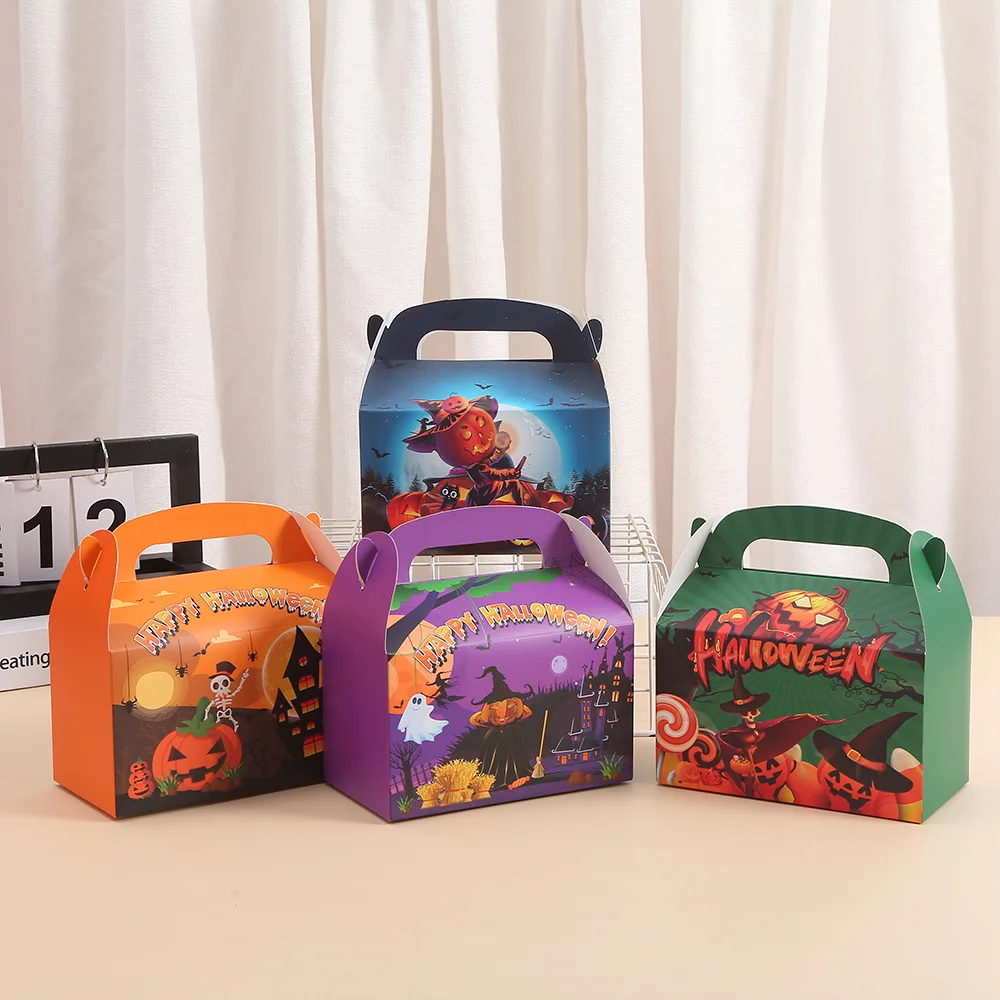 

Halloween Candy Storage Box Horror Ghost Cat Diy Trick Or Treat Pumpkin Cross Paper Gift Case Party Supplies New