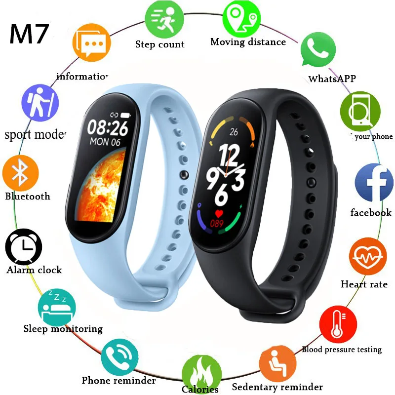 

Смарт-часы M7 IP67 мужские часы фитнес-трекер монитор сердечного ритма кровяного давления цветной экран Смарт-браслет для телефона