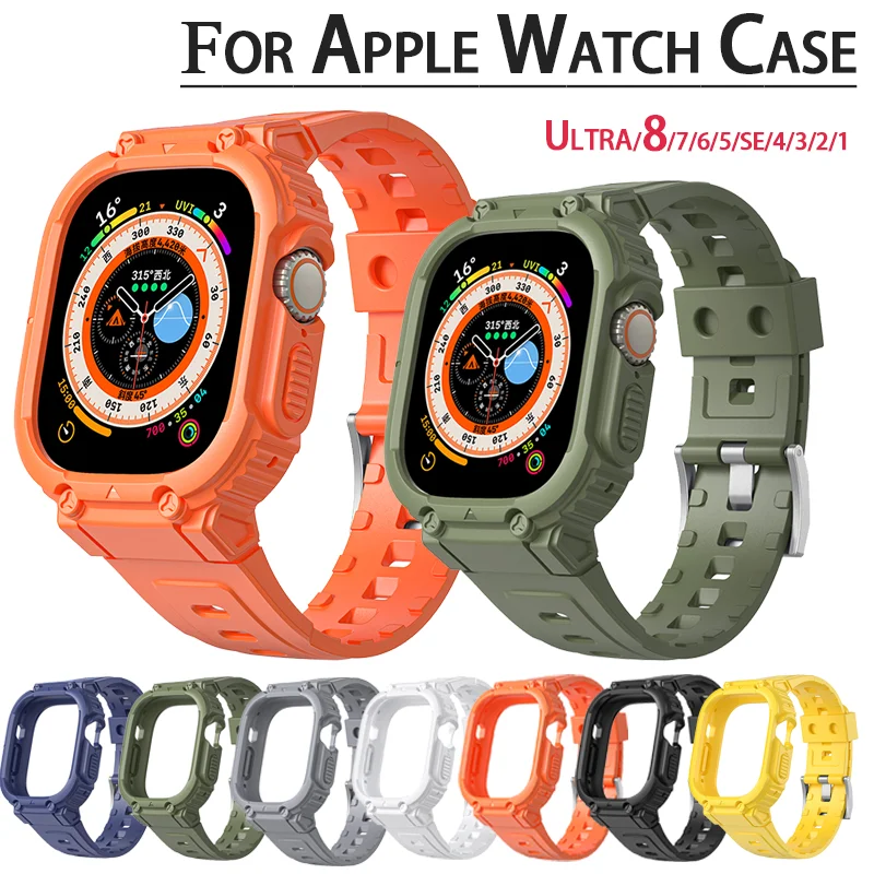 Strap + Case for Apple Watch Ultra Band 49mm 44mm 42mm 38mm 40mm Bumper Case Rugged Men Bands for IWatch Series 8 7 6 5 4 3 SE
Strap + Case for Apple Watch Ultra Band 49mm 44mm 42mm 38mm 40mm Bumper Case Rugged Men Bands for IWatch Series 8 7 6 5 4 3 SE