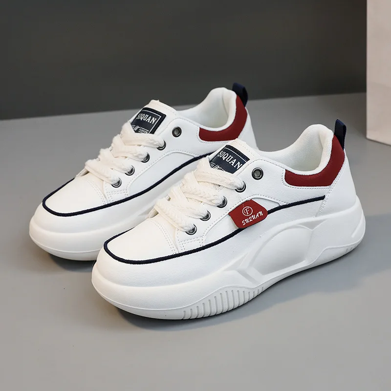 Новинка 2023, модная повседневная женская обувь, простая Осенняя универсальная дышащая обувь, увеличивающая рост, женская обувь, 2023