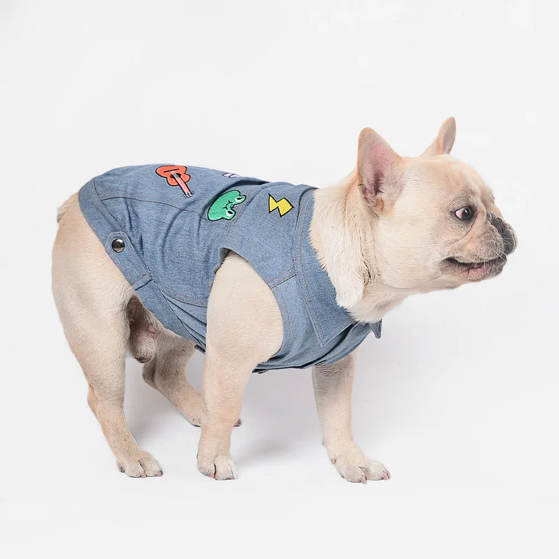 Fashion New Cartoon Denim Dog Vest French Bulldog Pet Dog Clothes Cute Dog Jean Jacket Dog Costumes
Fashion New Cartoon Denim Dog Vest French Bulldog Pet Dog Clothes Cute Dog Jean Jacket Dog Costumes