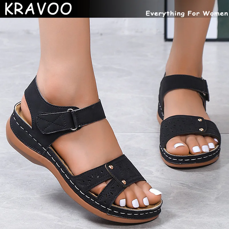 KRAVOO Summer Women Sandals New Open Toe Casual Elegant Womens Sandals Wedge Buckle Footwear Female Women's Orthopedic Sandal
KRAVOO Summer Women Sandals New Open Toe Casual Elegant Womens Sandals Wedge Buckle Footwear Female Women's Orthopedic Sandal