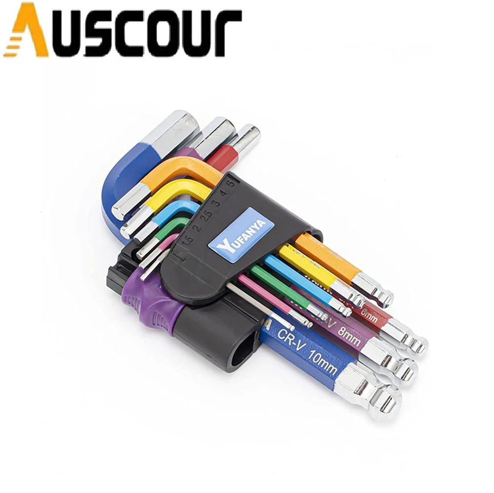 Набор шестигранных ключей auscourt, 9 шт., Метрическая ручка, Набор шестигранных ключей с шариковым концом с многоцветной кодировкой, размеры 1,5-10 мм для дома
Набор шестигранных ключей auscourt, 9 шт., Метрическая ручка, Набор шестигранных ключей с шариковым концом с многоцветной кодировкой, размеры 1,5-10 мм для дома