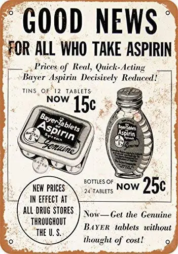 1934 Bayer Aspirin Wall Plaque Retro Aluminum Metal Sign Wall Decoration Great Tin Sign
1934 Bayer Aspirin Wall Plaque Retro Aluminum Metal Sign Wall Decoration Great Tin Sign