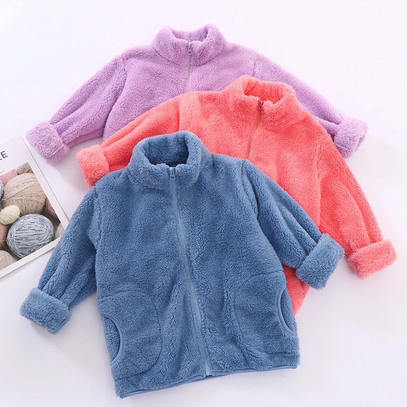 

Kids Jacket Boys and Girls Coral Velvet Western-style Tops Parent-child Wear Childrens Autumn and Winter Fleece Jackets