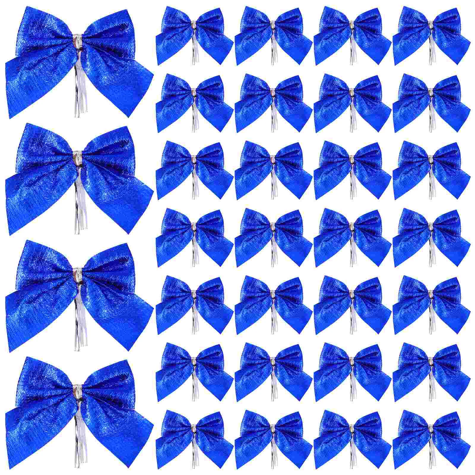 

60pcs Christmas Bows Christmas Tree Bowknots Blue Decorative Bowknot Ornaments for Xmas Gift Wrapping