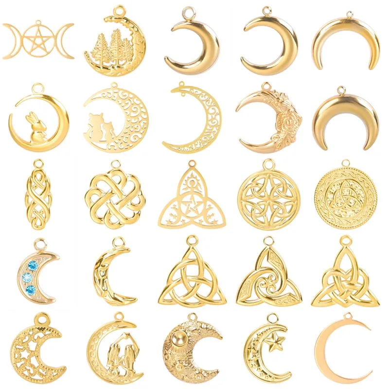 5pcs Wholesale Gold Color Witch Craft Moon Bulk Charms For Jewelry Making Stainless Steel Pendant DIY Accessories Luna Material
5pcs Wholesale Gold Color Witch Craft Moon Bulk Charms For Jewelry Making Stainless Steel Pendant DIY Accessories Luna Material