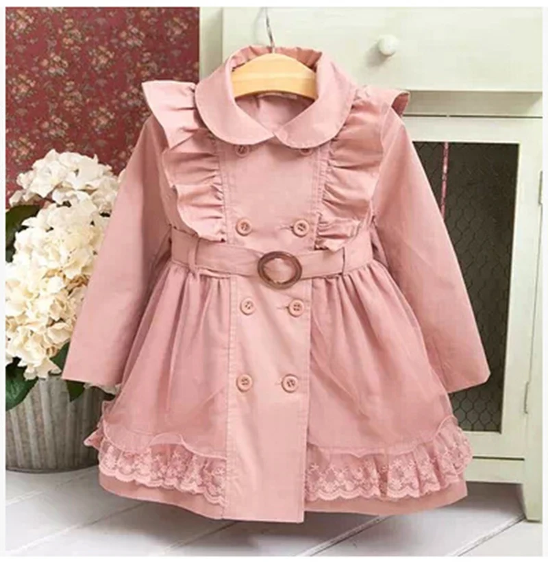 

Baby Girls Windbreaker Spring Jackets For Lace Trench Coats And Raincoats Coat Children Outerwear 2-7Yrs Clothes