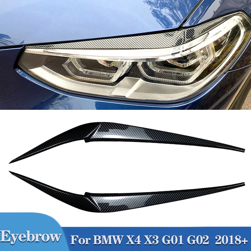 Pulleco Автомобильные фары, брови, веко, отделка, наклейки, авто, углеродное волокно, фары, веки ABS для BMW X4 X3 G01 G02 18-21, аксессуары