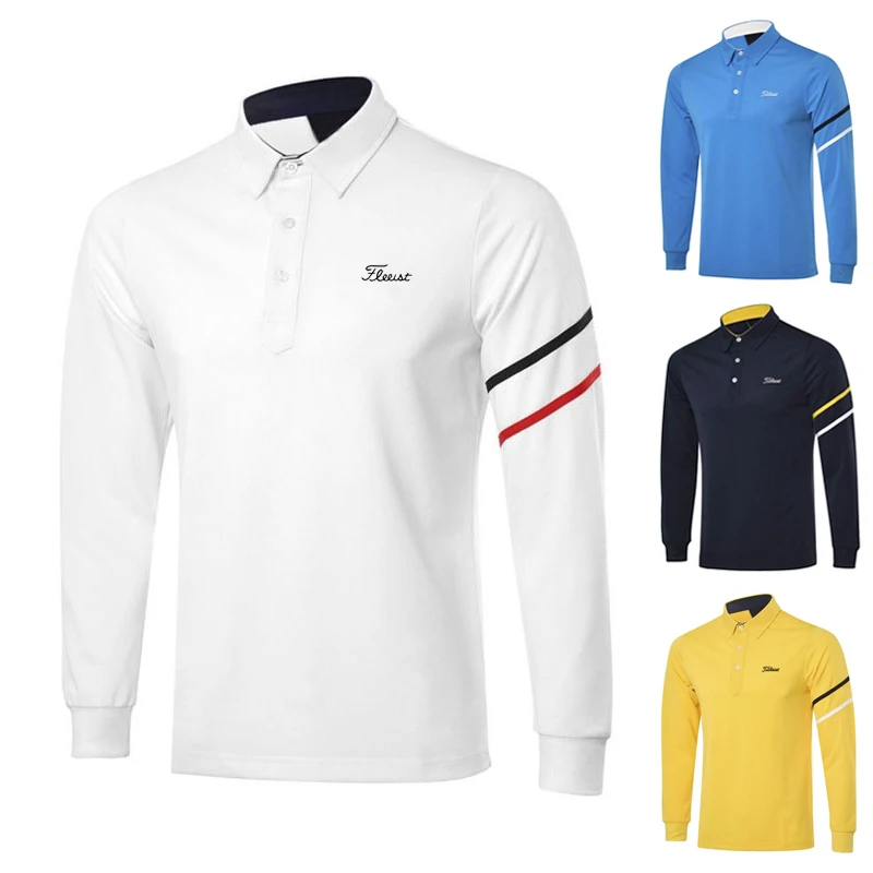 

Одежда для гольфа, Мужская футболка, осенняя Спортивная рубашка с длинным рукавом, дышащая быстросохнущая рубашка-поло для мужчин