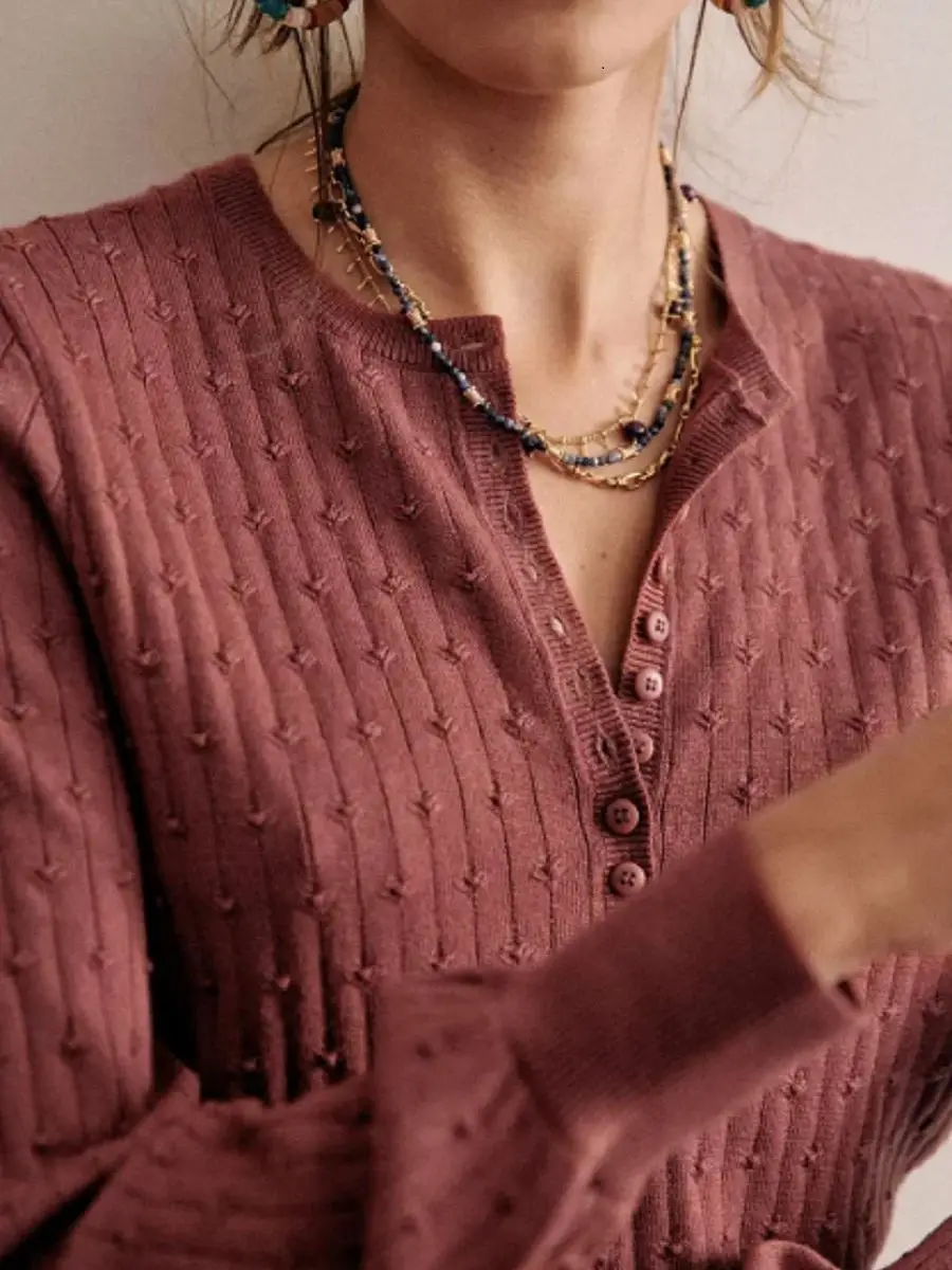 Women Sweater Half Open Button Knitted Three-Dimensional Crochet Jacquard Casual Pullover Tops
Women Sweater Half Open Button Knitted Three-Dimensional Crochet Jacquard Casual Pullover Tops