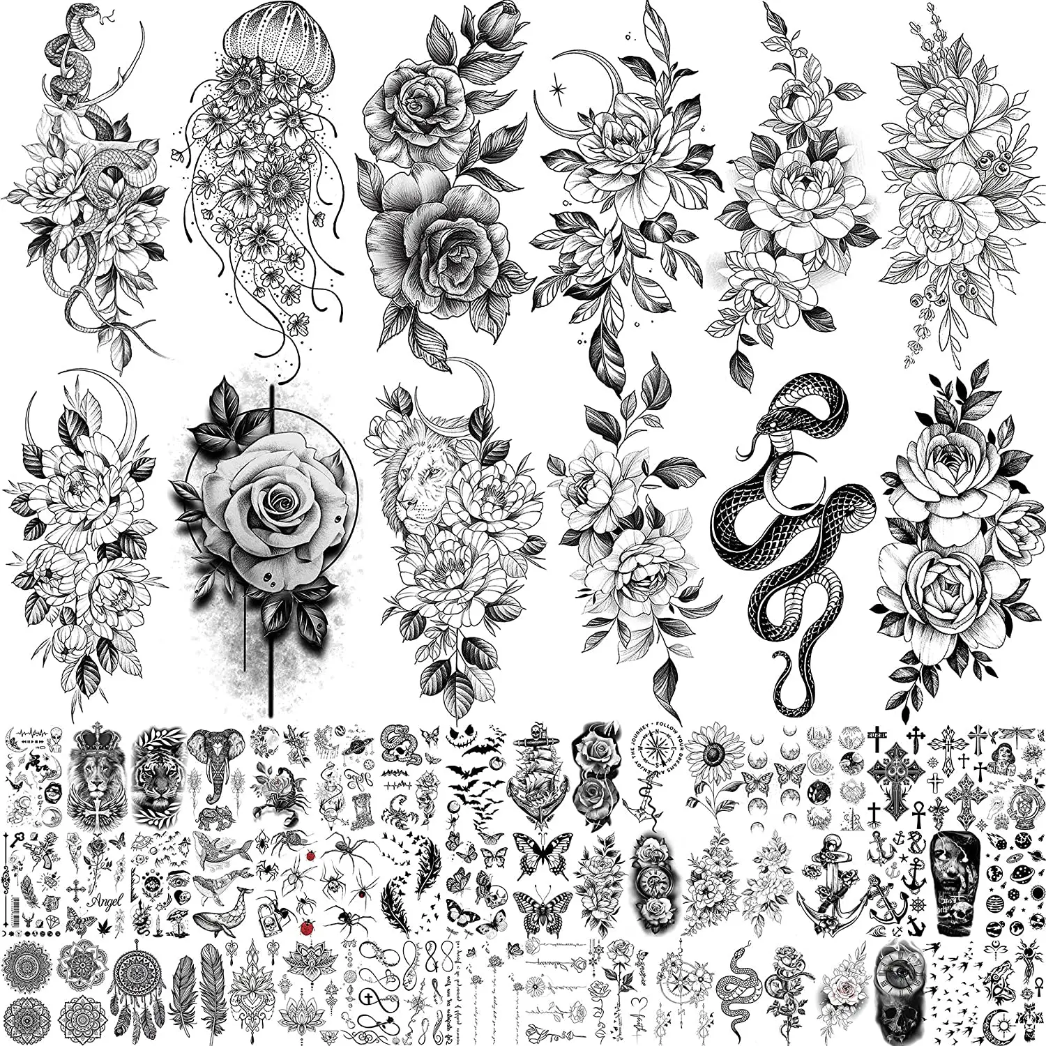 64 Sheets Temporary Tattoos For Women Arm Neck 3D Temp Realistic Snake Tatoo Stickers Serpent Peony Floral Kids
64 Sheets Temporary Tattoos For Women Arm Neck 3D Temp Realistic Snake Tatoo Stickers Serpent Peony Floral Kids