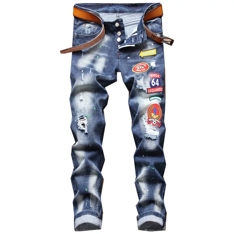 Dsquared2 Brand Mens Denim Pants Mens Casual Slim DSQ Badge Embroidery Hole Jeans Vintage Stretch Denim Trousers Streetwear
Dsquared2 Brand Mens Denim Pants Mens Casual Slim DSQ Badge Embroidery Hole Jeans Vintage Stretch Denim Trousers Streetwear