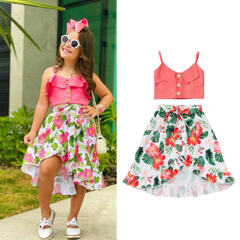 Summer Baby Kids Girls Clothes Sets Ruffles Single Breasted Strapless Vest Flowers Printed A-Line Skirts
Summer Baby Kids Girls Clothes Sets Ruffles Single Breasted Strapless Vest Flowers Printed A-Line Skirts