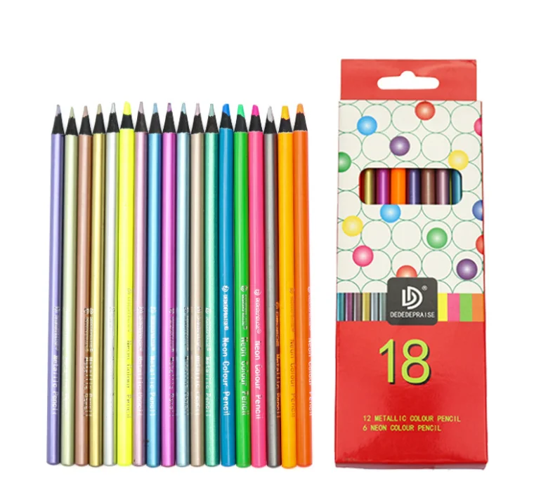 

12/18Pcs Metallic Non-Toxic Colored Drawing Pencils 12 /18Color Drawing Sketching Color Pencil Drawing Pencil Art Supplies