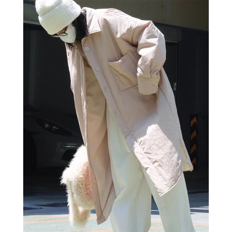 Winter Cotton Jacket Casual Wind Small Lapel Down Jacket Rounded Hem Windproof Warm Thickened Thin Lengthened Jacket Women
Winter Cotton Jacket Casual Wind Small Lapel Down Jacket Rounded Hem Windproof Warm Thickened Thin Lengthened Jacket Women