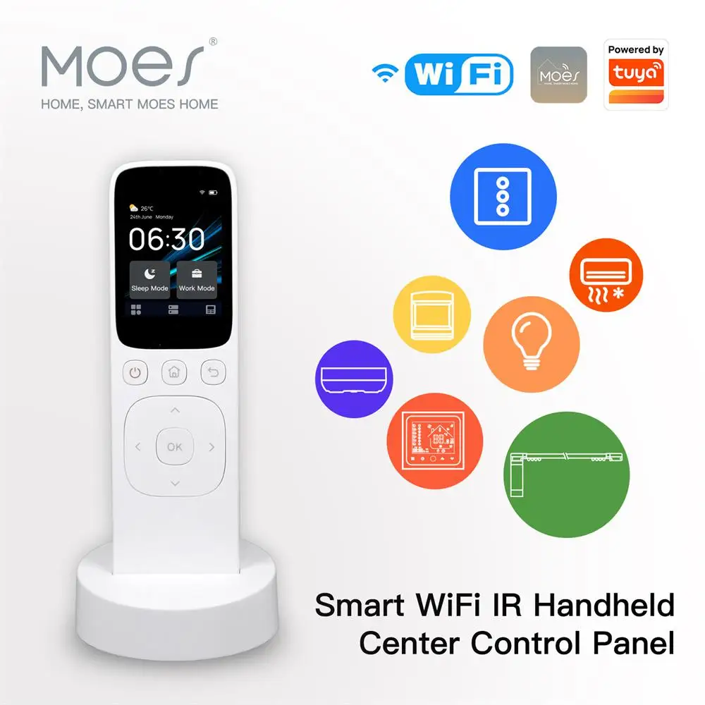 Tuya WiFi Smart Central Control Panel Wireless Design with Charging Dock Touch Screen Smart Home Handheld IR Remote Controller
Tuya WiFi Smart Central Control Panel Wireless Design with Charging Dock Touch Screen Smart Home Handheld IR Remote Controller