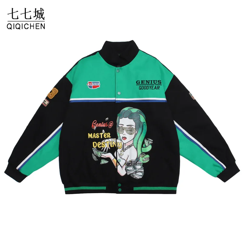 Baseball Varsity Jacket Men Color Block Casual Street Spring Autumn Motorcycle Bomber Coat Couple Embroidery Racing Coat Women
Baseball Varsity Jacket Men Color Block Casual Street Spring Autumn Motorcycle Bomber Coat Couple Embroidery Racing Coat Women