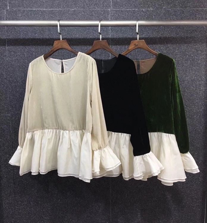 2022 new women Fashion Round Neck Hem Stitching Bell Sleeves Decorative Versatile Long Sleeve Velvet Elegant Top 219
2022 new women Fashion Round Neck Hem Stitching Bell Sleeves Decorative Versatile Long Sleeve Velvet Elegant Top 219