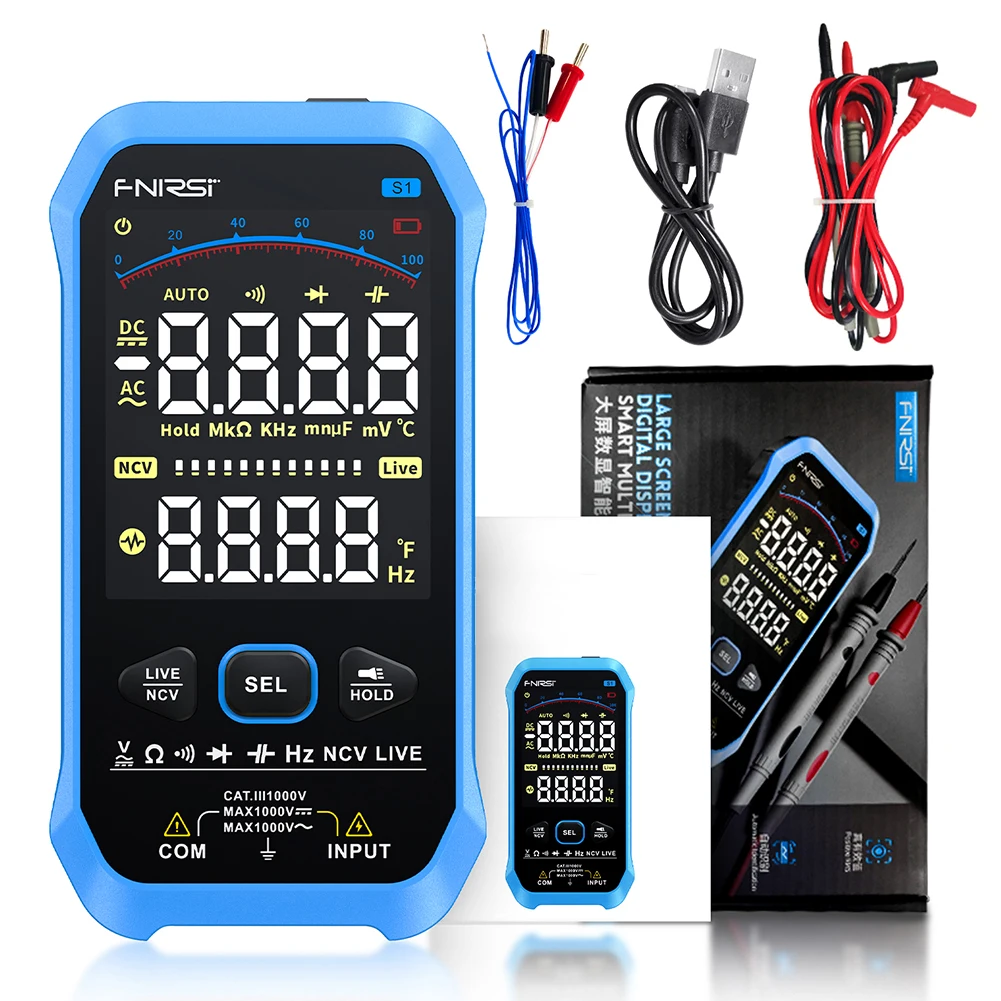 4pcs Set FNIRSI-S1 Digital Multimeter 9999counts AC DC Diode NCV Hz Live Tester VA Display Screen Testing Tools
4pcs Set FNIRSI-S1 Digital Multimeter 9999counts AC DC Diode NCV Hz Live Tester VA Display Screen Testing Tools
