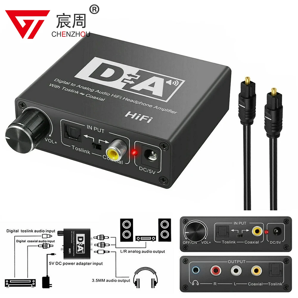 Hifi Amp DAC Digital To Analog Audio Converter RCA 3.5mm Headphone Amplifier Toslink Optical Coaxial Output Portable DAC for PS5
Hifi Amp DAC Digital To Analog Audio Converter RCA 3.5mm Headphone Amplifier Toslink Optical Coaxial Output Portable DAC for PS5