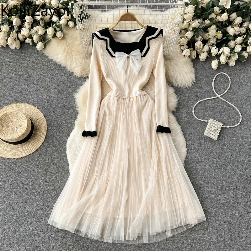 Koijizayoi Sweet Women Knitted Mash Patchwork Maxi Dress Long Sleeves Preppy Style Party A-line Dresses Chic Korean Vestidos New
Koijizayoi Sweet Women Knitted Mash Patchwork Maxi Dress Long Sleeves Preppy Style Party A-line Dresses Chic Korean Vestidos New