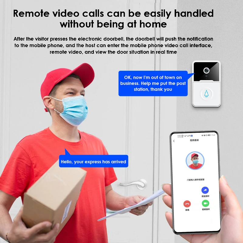 Smart Wireless Doorbell 1080P Waterproof House Door Ring App Remote Monitor Home Garden Remote Welcome Melody Door Bell
Smart Wireless Doorbell 1080P Waterproof House Door Ring App Remote Monitor Home Garden Remote Welcome Melody Door Bell
