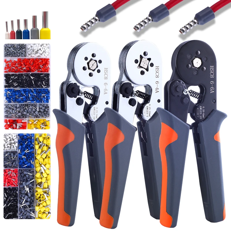 Tubular Terminal Crimping Tools HSC8 6-4A/0.25-10mm² 23-7AWG 6-6A/0.25-6.0mm² HighPrecision crimping pliers And Terminals Box
Tubular Terminal Crimping Tools HSC8 6-4A/0.25-10mm² 23-7AWG 6-6A/0.25-6.0mm² HighPrecision crimping pliers And Terminals Box